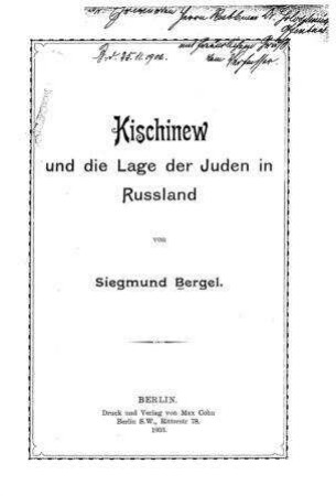 Kischinew und die Lage der Juden in Russland