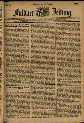 Ausgabe vom Mittwoch, den 20. Januar 1886.