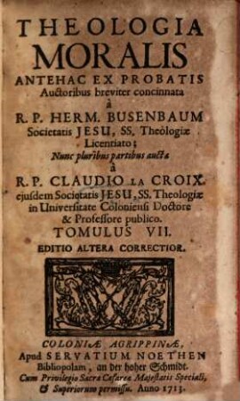 Theologia Moralis, Tomulus VII.