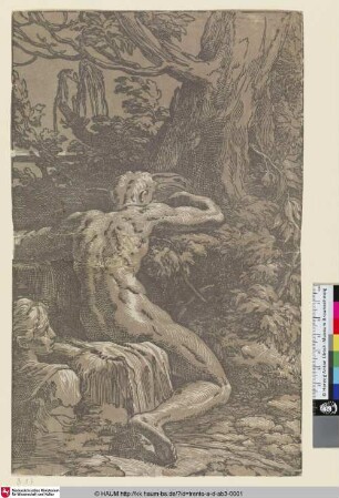 [L'homme assis, vu par le dos; Sitzender Mann, von hinten gesehen]
