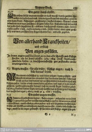 Von allerhand Kranckheiten, und erstlich Von augen-zufällen