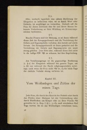 Kapitel III. Vom Weißanlegen und Zählen der reinen Tage.