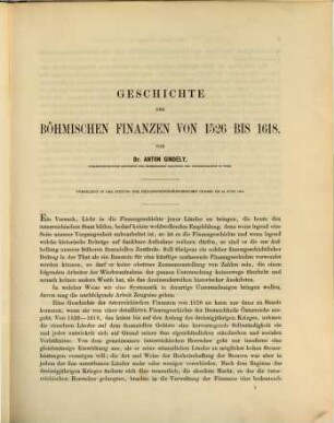 Geschichte der böhmischen Finanzen von 1526 bis 1618