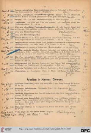 Arbeiten in Marmor, Diverses (Nr. 537-571)