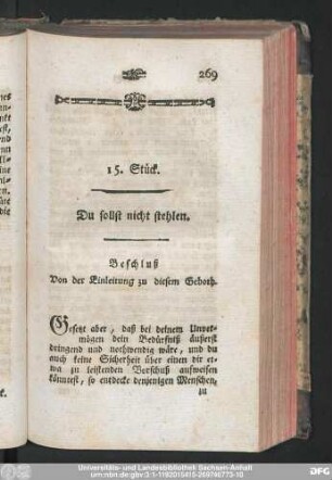 Du sollst nicht stehlen. Beschluß Von der Einleitung zu diesem Geboth.