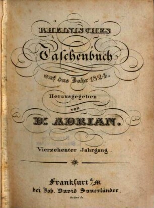 Rheinisches Taschenbuch auf das Jahr .... 15. 1824