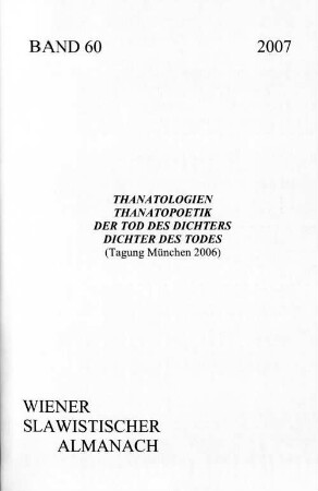 Wiener slawistischer Almanach, 60. 2007