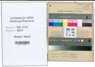Entnazifizierung Maria Ricken , geb. 25.03.1906 (Kauffrau)