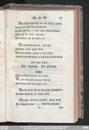 Die dritte Fabel. Der Habicht. Die Störche.