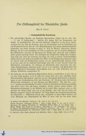 Der Stiftungsbrief der Rheinfelder Zünfte.