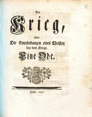 Der Krieg : Ode