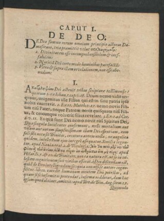 Caput I. De Deo.