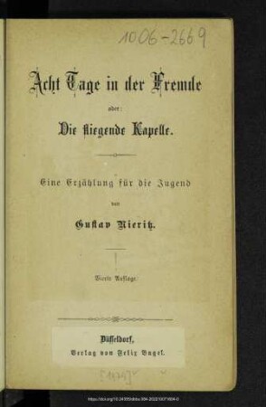Acht Tage in der Fremde oder: Die fliegende Kapelle : eine Erzählung für die Jugend