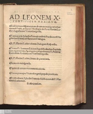 Ad Leonem X. Pontificem Maximvm