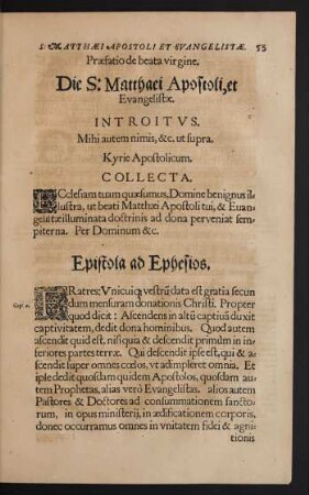 Die S: Matthaei Apostoli, et Evangelistae.