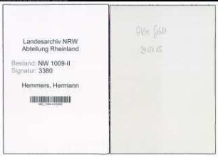 Entnazifizierung Hermann Hemmers , geb. 26.09.1894 (Dachdecker)