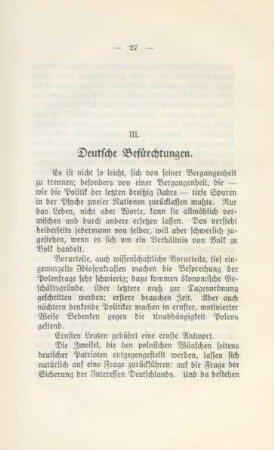 III. Deutsche Befürchtungen