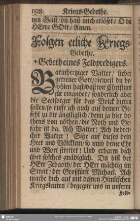 Folgen etliche Kriegs-Gebethe