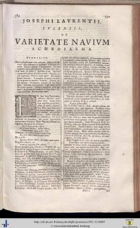 Josephus Laurentius: De varietate Navium schediasma.
