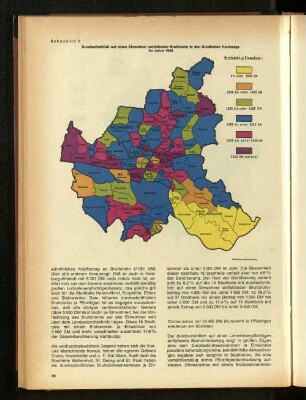 Schaubild 2: Durchschnittlich auf einen Einwohner entfallender Bruttolohn in den Stadtteilen Hamburgs im jahre 1968