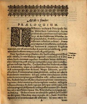 Lectionum Feudalium Pensum Primum Exhibens praeludia, quae Dd. dicere solent, s. praecognita