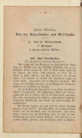 Zweite Abteilung. Aus der Vaterlands- und Weltkunde