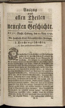 XXXV. Nachl. Coburg, den 29. Aug. 1750.