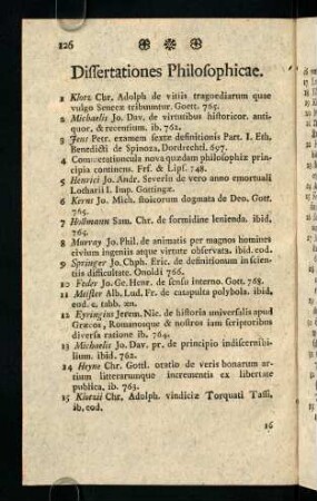 126-128, Dissertationes Philosophicae.