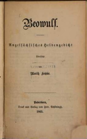 Beowulf : angelsächsisches Heldengedicht