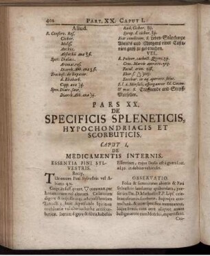 Pars XX. De Specificis Spleneticis, Hypochondriacis Et Scorbuticis.