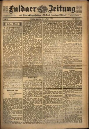 Erste Ausgabe vom Samstag, den 02. April 1898.