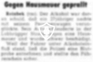 Gegen Hausmauer geprallt