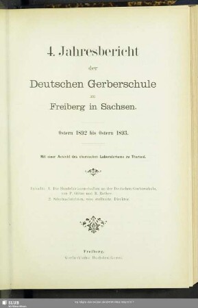 4.1892/93: Jahresbericht der Deutschen Gerberschule zu Freiberg in Sachsen