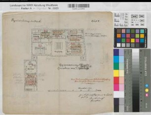 Münster (Münster) Gymnasium Paulinum Grundriß 1. Stockwerk, Bankanordnung 1880 1 : 200 33 x 35 Zeichnung Hauptner KSM Nr. 1506,2