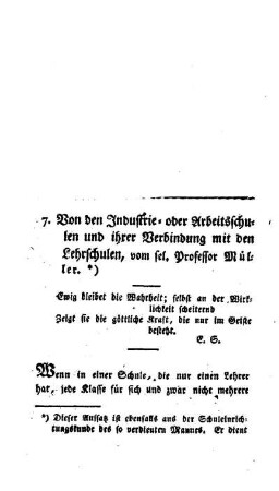 Von den Industrie- oder Arbeitsschulen und ihrer Verbindung mit den Lehrschulen