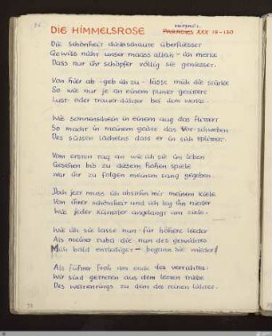 Die Himmelsrose (Himmel XXX, 19 - 130) : [SW X/XI: h2]; [SW X/XI, S. 131-135/194-195] / Geschrieben von Friedrich Gundolf. Korrigiert von Ernst Gundolf