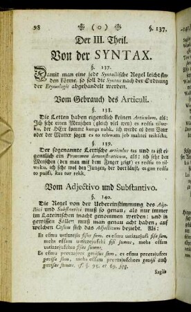 Der III. Theil. Von der Syntax