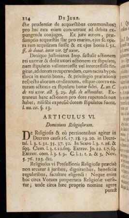 134-144, Articulus VI. De Religiosis & eò pertinentibus agitur in ...
