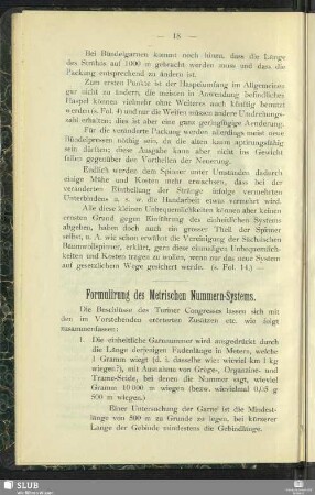 Formulirung des Metrischen Nummern-Systems