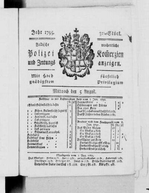 31tes Stück., Ausgabe vom 5. August 1795
