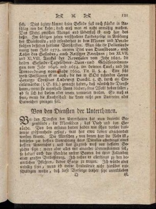 Von den Diensten der Unterthanen.