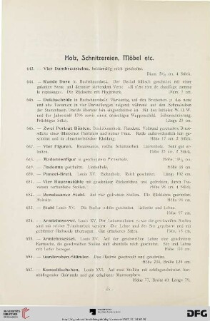 Holz, Schnitzereien, Möbel etc. (Nr. 643-670)