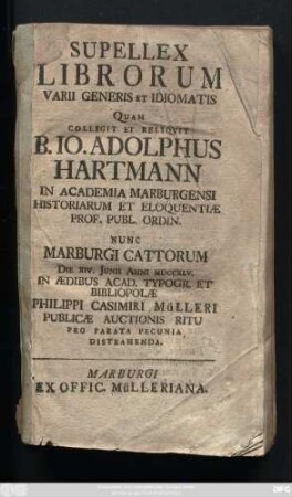 Supellex Librorum Varii Generis Et Idiomatis