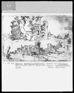 Die römischen Skizzenbücher von Marten van Heemskerck (Erster Band) — Muro torto und Porta del Popolo, Folio 7verso