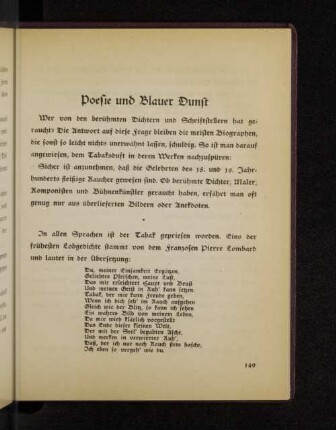 Poesie und blauer Dunst