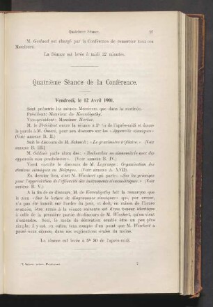 Quatrième Séance de la Conférence