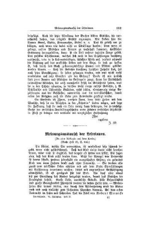 Meinungsaustausch der Leserinnen : (an eine Kollegin auf dem Lande)