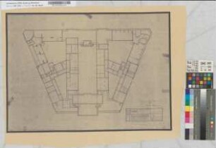 Geschäftsgebäude der Reichsbahn-Direktion Essen, Dachgeschoß: Grundriß, M. 1:200 Hgv, Sknr.: 1, Fanr.: 11, Bunr.: 101