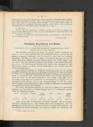 Chemische Beurteilung von Honig.