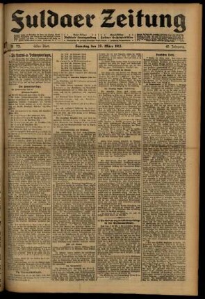 Erste Ausgabe vom Samstag, den 29. März 1913.
